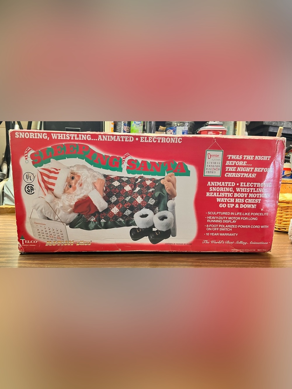 Sleeping Santa Animated Electronic Holiday Decor - Red/Green